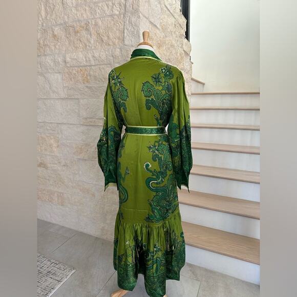 Alemais Solaris Shirtdress - Olive Silk Satin US 6 - Picture 12 of 12